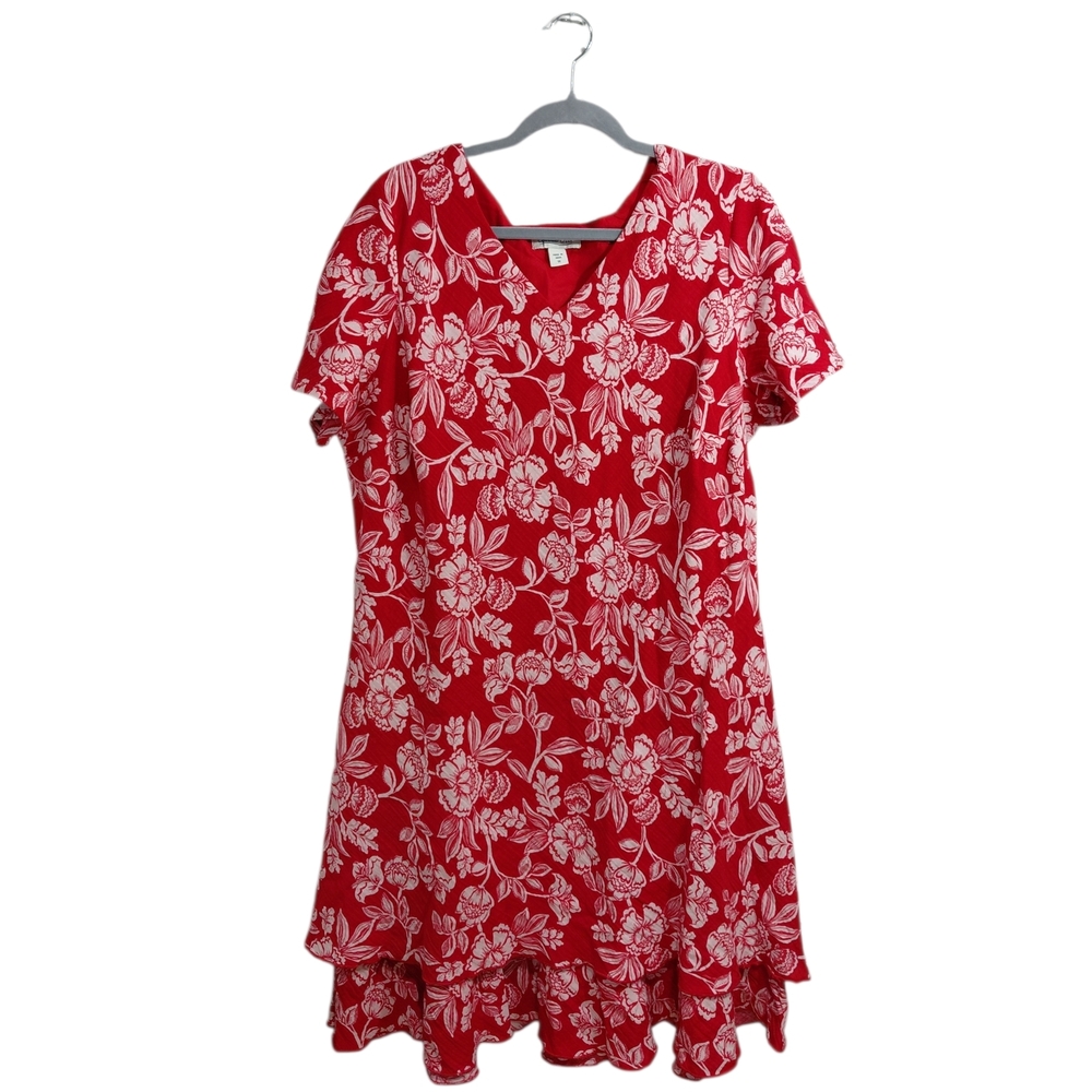 Coldwater Creek Red Floral Midi Dress